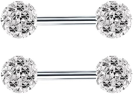 ZHIYAOR 14G 14-16mm Hypoallergenic Nipple Tongue Rings Surgical Steel Body Piercing Barbells Screws Studs