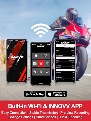 INNOVV K6 Motorcycle Dashcam, Dual Channel QHD 2K+1080P IP67 Waterproof Mini Motorcycle Camera with Wi-Fi, 120¡ã Golden Angel, G-Sensor Detection, Support 256GB (SD Card Not Included)
