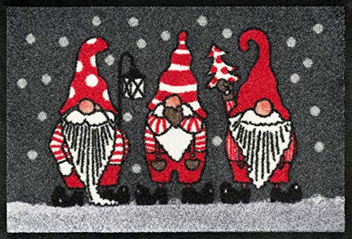wash+dry Fussmatte, Winterzwerge 40x60cm, innen und aussen, waschbar, Grau