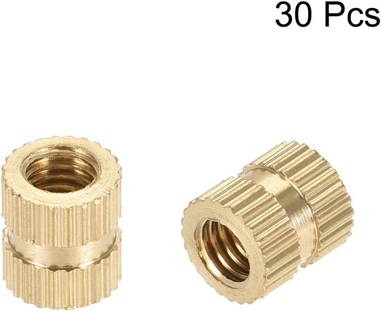 uxcell knurled Insert Nuts, 30Pcs M5 x 0.8mm Female Thread Brass Threaded Insert Embedment Nut for 3D Printer - Image 4