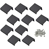 LC LICTOP 1.38 Inch Black Finger Pulls for Cabinet 10Pcs, 0.63 Inch Hole Spacing, Aluminum Alloy Edge Pulls Furniture Handle, Back Mount Concealed Handles for Cupboard, Drawer, Dresser, Wardrobe