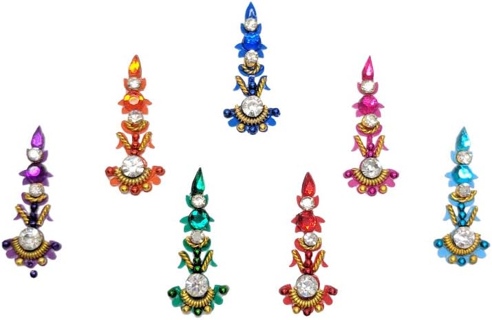 Comet Busters Long Handcrafted Multicolor Fancy Bindi For Women (BIN040)(16mm)