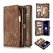 Galaxy Note 8 Case,AKHVRS Handmade Premium PU Leather Wallet Case,Zipper Wallet Case [Magnetic Closure]Detachable Magnetic Case & Card Slots for Samsung Galaxy Note 8 - Brown