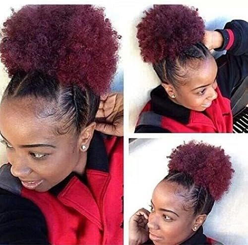 VGTE Beauty Synthetic Curly Hair Ponytail African American Short Afro Kinky Curly Wrap Synthetic Drawstring Puff Ponytail Hair Extensions Wig with Clips(#99J)