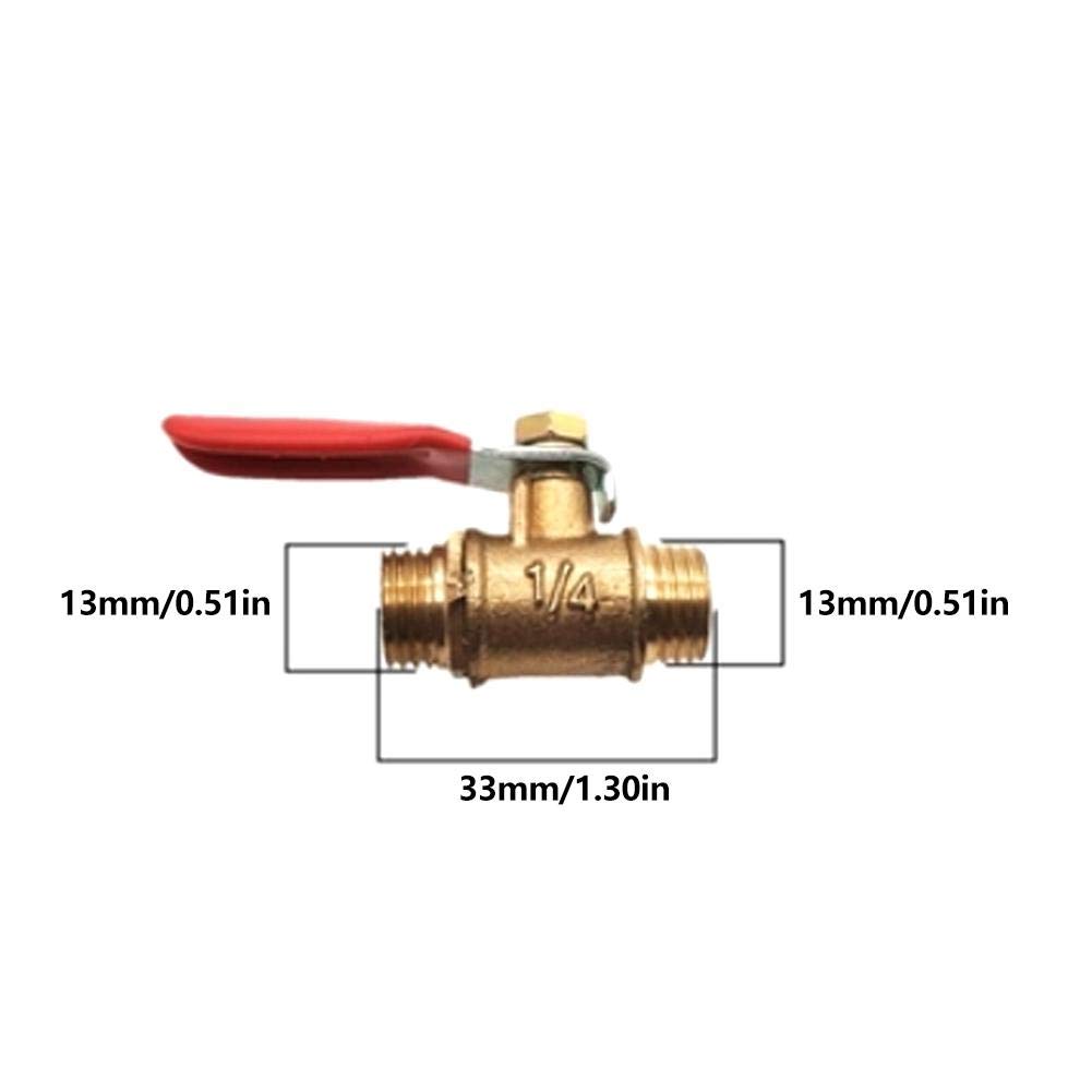 5 Pcs Heavy Duty Brass Mini Ball Valve Shut Off Switch G1/4 Double Male Thread - Image 4
