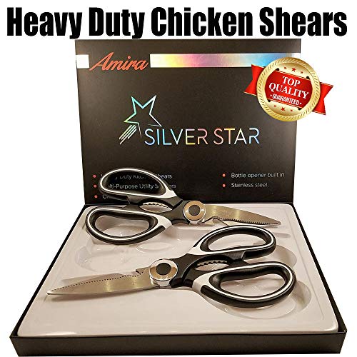 Kitchen Shears Scissors Heavy Duty Stainless Steel Multi Purpose Sharp Chicken Ultrasharp Premium 2 Set - Thumbnail 5