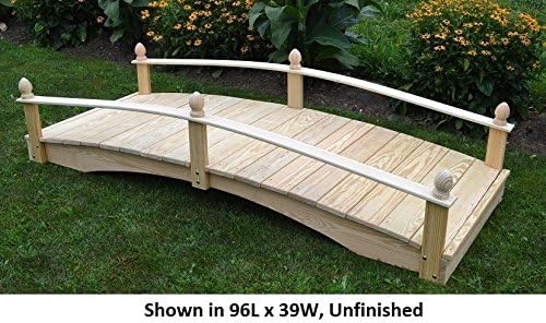 Amish-Made Weight-Bearing Pine 4' x 12' Acorn Garden Bridge, Linden Leaf Stain