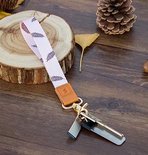 SENLLY Palm Leaf Hand Wrist Lanyard Premium Quality Wristlet Strap with Metal Clasp and Genuine Leather, for Key Chain, Cell Mobile Phone, Camera, Charms, Lightweight Items etc - Thumbnail 6