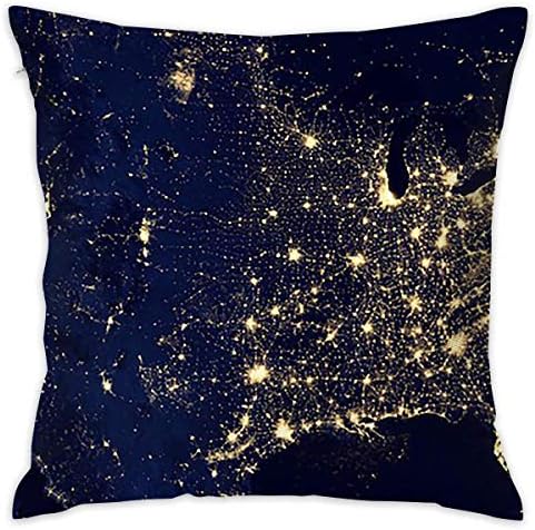 KJDFH Pillow Case,Us at Night from Space Home Decorative Throw Pillow Cases Cushion Pillowcase Cover 18 X 18 Inches for Living Room Bedroom Car