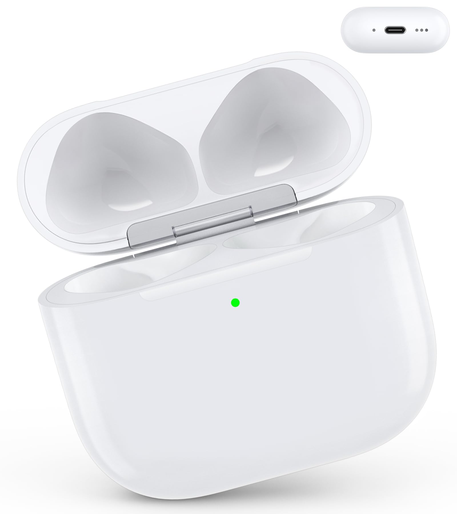 Photo 1 of Wireless Charging Case Compatible with AirPods 4, Replacement Case for AirPods 4 with Bluetooth Pairing Sync Button, Earbuds Not Included (USB-C Port)