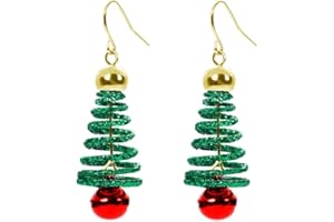 DTJA Xmas Tree Jingle Bell Dangle Earrings for Women Girls Cute Charms Red Ball Tinkel Bell Green Wreath Drop Hook Dangling Hypoallergenic Christmas Festival Party Decor Jewelry Gifts for Friend Family