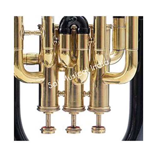 Queen Brass Euphonium Black lacquered and Brass polished Bb 3 valve with hard case - Thumbnail 2