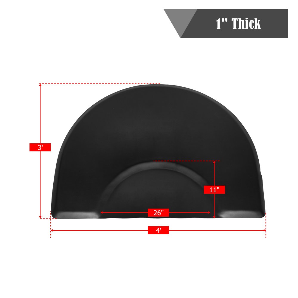 Mefeir 3' x 4' - 1 inch Thick Salon Anti Fatigue Mat for Hair Stylist, Semi Circle Comfort Barber Shop Beauty Floor Mats Under Styling Chair