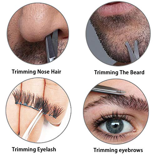Stainless Steel Mustache Beard Facial Hair Trimming Scissor Set with Safety Cover