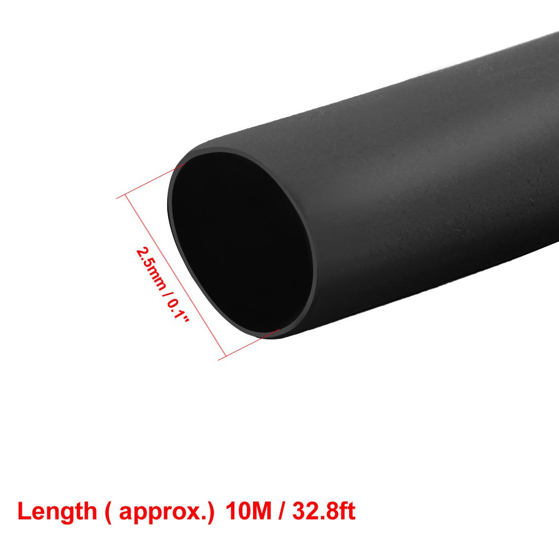 sourcing map Heat Shrink Tubing 2.5mm Dia 10m Length 2:1 Heat Shrink Wrap Cable Sleeve Heatshrink Tube Black - Image 3
