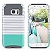ULAK S7 Case, Galaxy S7 Case, Hybrid Case for Samsung Galaxy S7 2016 Release 2-Piece Dual Layer Style Hard Cover (Minimal Mint Stripes+Grey) Will not Fit S7 Edge