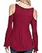 ZANZEA Ladies Off Shoulder Lace Crochet Hollow Long Sleeve Loose Blouse Tops (8, Red)