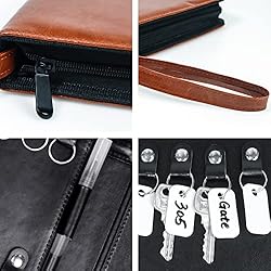 Portable Zippered Key Case, Leather Key Organizer