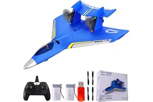 Rumdout RC Amphibious Plane, 2.4Ghz RC Can Fly for 30 Minutes Foam Drone RTF Plane with Gyro and 2 Batteries Glider for Boy Girl (Blue)