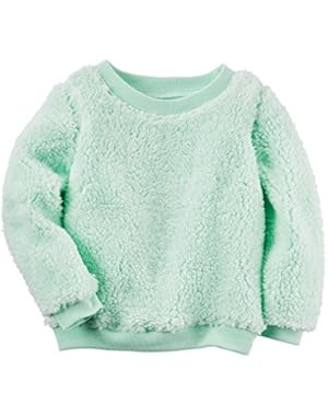 Girl's L/S Mint Sherpa Pullover With Ribbed Neck, Cuffs and Waistband (3M)