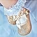 Lidiano Baby Girls Glitter Sequins Sparkly Bling Bowknot Anti-Slip Mary Jane Flat Crib Shoes & Headband (6-12 Months, Gold)