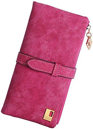 NEW HOT Women Long Matte Leather Hasp Clutch Wallets Female Coin Purses Card Holder Ladies Handbag Monedero Rose Red