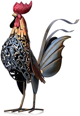TooartsMetal Carving Iron Rooster Handmade Iron Rooster Sculpture, Home Patio Decorative Art Craft Gifts, Deformable Tail Designs