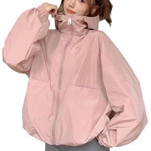 Women's Lightweight Cropped Waterproof Windbreaker Long Sleeve Zipper Rain Jacket Hiking Hooded Raincoats with Pocket