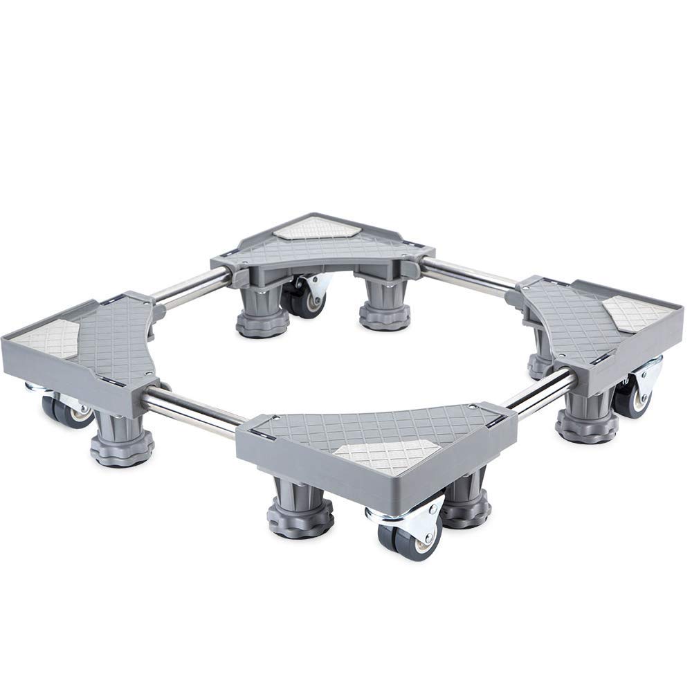 SMONTER Multi-Functional Movable Adjustable Base with 4×2 Locking Rubber Swivel Wheels and 8 Strong Feet Mobile Case Roller Dolly for Washing Machine,Dryer and