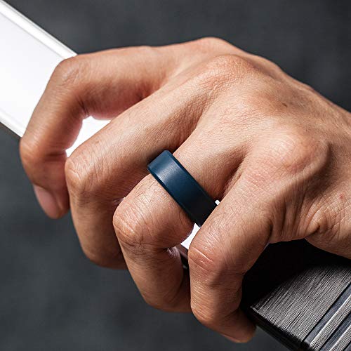 ThunderFit Silicone Rings for Men 4 Pack Rubber Wedding Bands (Dark