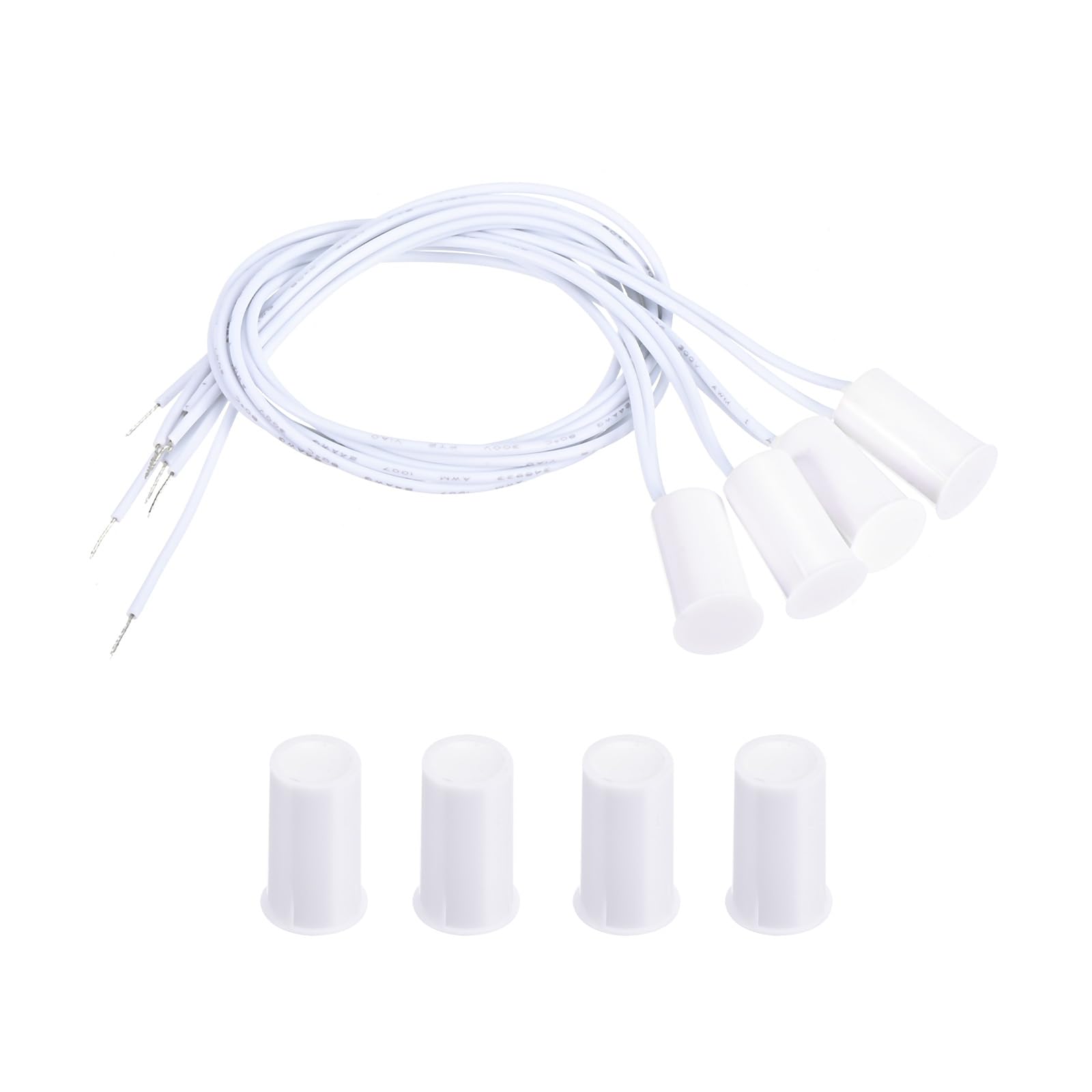 PATIKIL Magnetic Reed Switch, 4 Pack NC Ring Alarm Contact Sensor Wired Recessed Door Sensor Window Contact Switch for Alarm System, White