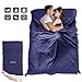 Sleeping Bag Liner, Beauty Star Super Lightweight Single/Double 2 Person Sleeping Bag for Camping, Backpacking, Hiking, Hotel, Portable Envelope Ultralight Sleep Sack with Compression Sack (Navy Blue)