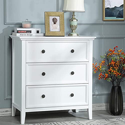 Hasuit 3 Drawer Dresser, Solid Wood Dresser Chest with Wide Storage