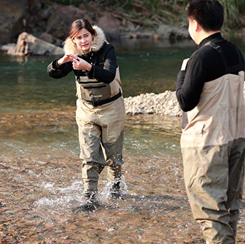 NEYGU Men's Breathable Fly Fishing Wader, Waterproof Chest Wader with Stocking Foot (XL)