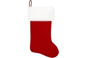 Eoocan 20 Inches Christmas Stockings Red Velvet with White Super Soft Plush Cuff Xmas Stockings Classic Personalized Stocking Decorations for Family Holiday Season Décor