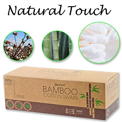 Cotton Swabs - Cotton Buds, 1000 CT Organic Cotton Swabs, Multipurpose Highly Absorbent Hygienic, Recyclable & Biodegradable Bamboo Cotton Sticks for Beauty Care, Painting, Jewelry, Pet Care (5 Pack)