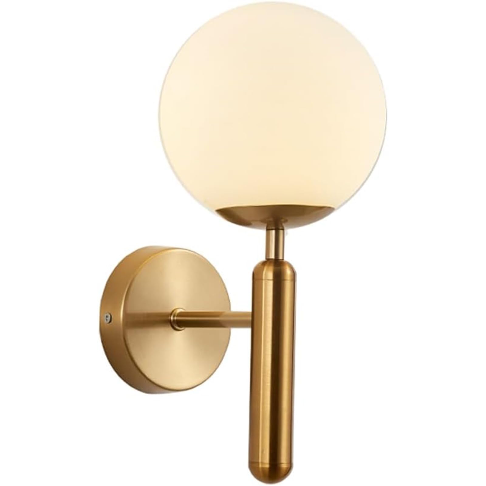 NICRX Modern Gold Wall Sconce with Glass Globe Shade E27 Socket Wall Light Fixture, Hardwired Bedroom Wall Lamp for Bedside, Living Room, Hallway, Vanity Mirror, Interior Lighting Decor
