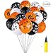 Halloween Balloons Decorations - 100 Pieces 12 Inches Pumpkin Bat Specter Spider Web Latex Balloons with a Air Pump for Halloween Party Supplies