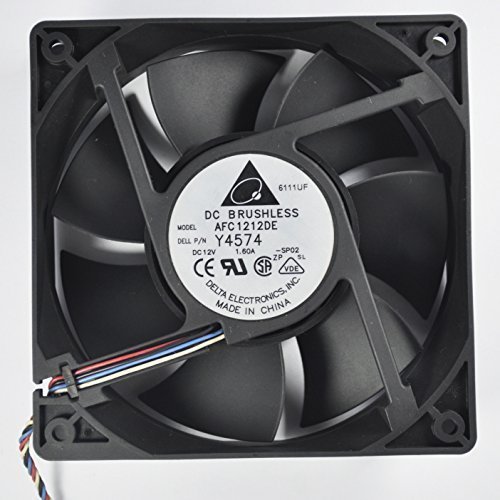 Swellder DELTA AFC1212DE Fan 12V 1.6A 120mmx38mm for DELL P/N Y4574 5-Pin 4-Wire, Dual Ball Bearing cooling fan,DC BRUSHLESS