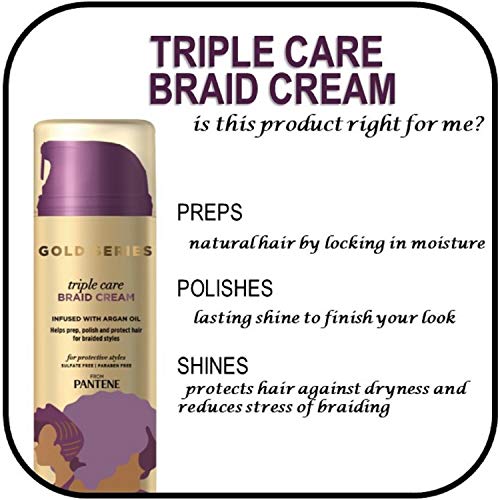 Pantene Gold Series Triple Care Braid Cream, for Curly and Coily Hair