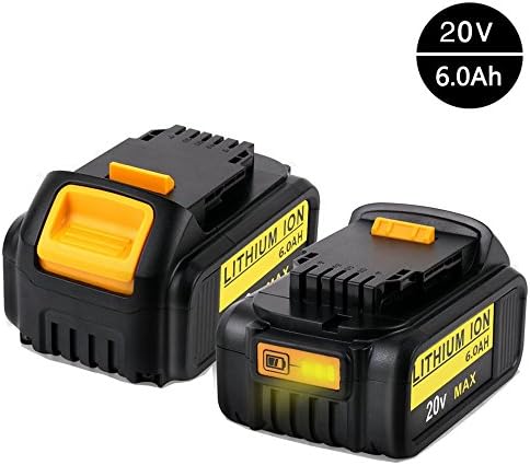 2x Murllen 6.0Ah Dewalt 20v Battery Replacement Lithium for Dewalt 20v Max XR DCB206 DCB204 DCB205 DCB205-2 DCB200 DCB180 DCD985B DCD771C2 DCS355D1 DCD790B Cordless Power Tools