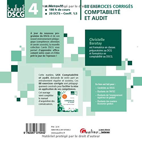 Amazon Fr Comptabilite Et Audit Dscg 4 88 Exercices Corriges Baratay Christelle Livres