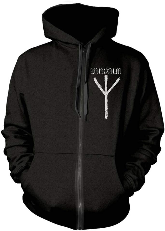 Men's Rune Zippered Hooded Sweatshirt Black
