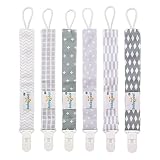 Babygoal Pacifier Clips for Boys, 6 Pack Pacifier Holder Fits Most Pacifier Styles &Teething Toys and Baby Shower Gift 6PS09