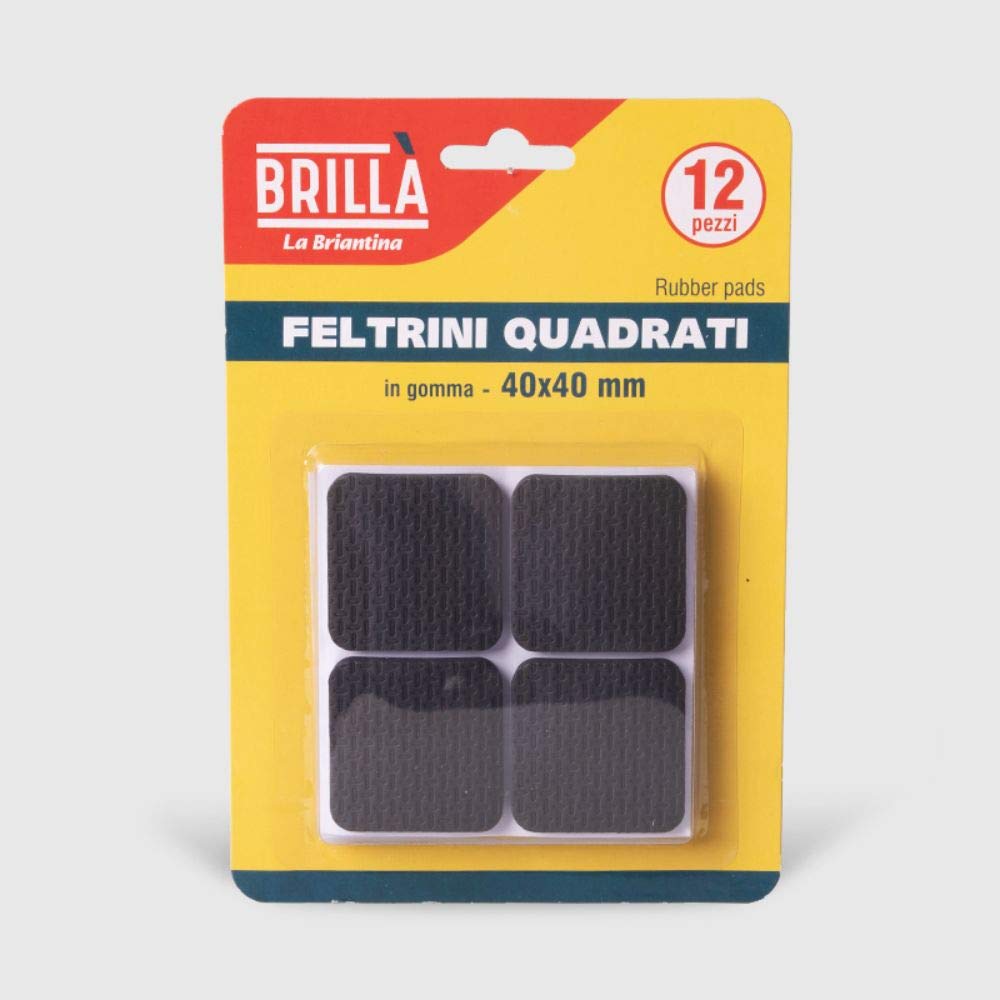 La Briantina 12 Pieces Black Square Furniture Felt Pads for Furniture and Floor Protection 4 x 4 cm