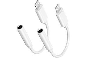 ELECTRICME Apple MFi Certified Lightning to 3.5 mm Headphone Jack Adapter for iPhone, 2 Pack iPhone 3.5mm Aux Audio Adapter Converter Cable Dongle Compatible for iPhone 14 13 12 11 Pro Max XS XR X 8 7 6 iPad