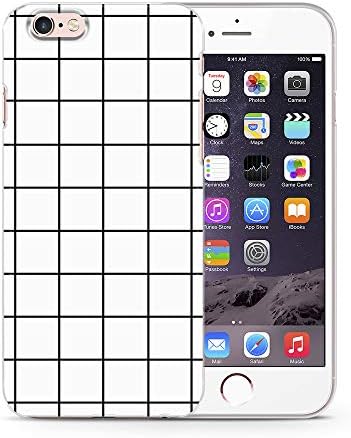 Grid Black White Geometric Lines Phone Case Cover for iPhone Gel/Rubber (iPhone 7/8, White Grid)