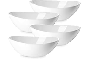 DOWAN 9" Porcelain Serving Bowls, Large Serving Dishes, 36 Ounce for Salads, Side Dishes, Pasta, Oval Shape, Microwave & Dish