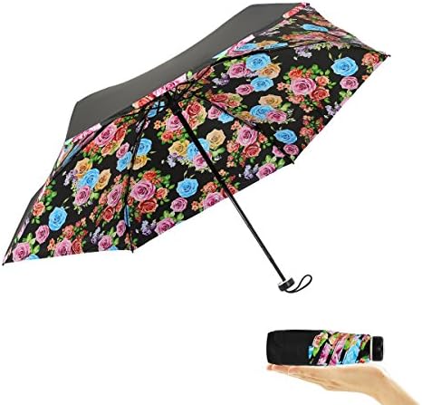 Ultra Mini(6.7"), Ultralight(7.4oz) ,Open Diameter(38.6") Travel UV Umbrella With Case for Women Purse Handbag(Red Rose)