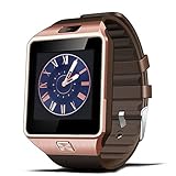 Sazooy DZ09 Bluetooth Smart Watch Touch Screen Smart Wrist Watch Phone Support SIM TF Card With Camera Pedometer Activity Tracker for Iphone IOS Samsung Android Smartphones (Gold)